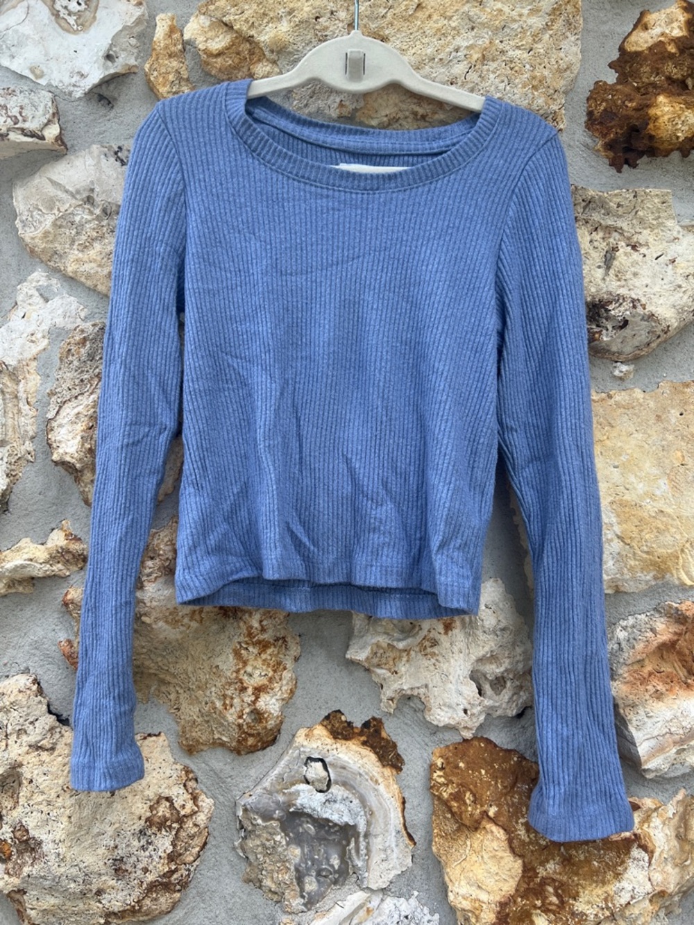 GAP teen Ribbed Knit top in Blue softspun fitted